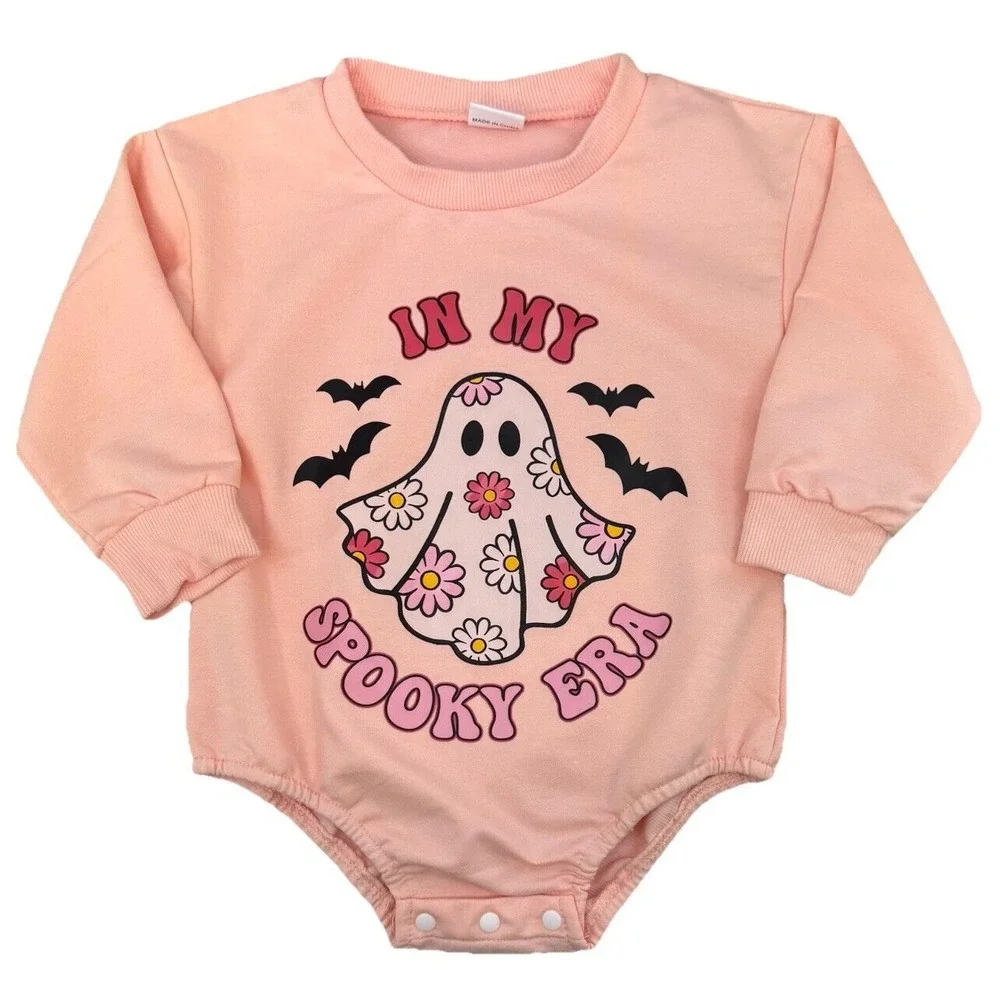 In My Spooky Era One Piece Outfit Baby Girl 6-12 Month Pink Ghost Halloween